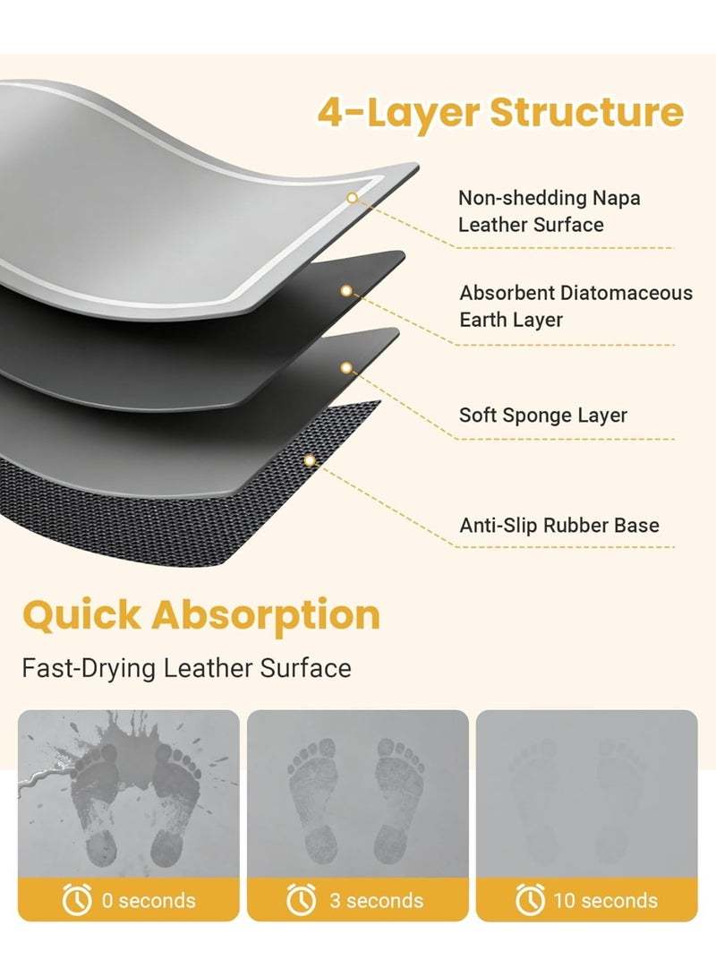 Arabest Soft Diatomaceous Earth Bath Mat, Quick Dry Bathroom Mats 2 Piece, Gray Super Absorbent Bath Mat Set, Washable Non Slip Bathroom Rugs, Stone Bath Mats Alternative, 15.74" x 23.62" Plus 15.74" x 47.2" - Image 2